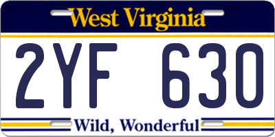 WV license plate 2YF630