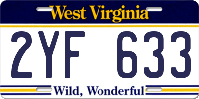 WV license plate 2YF633
