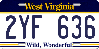 WV license plate 2YF636