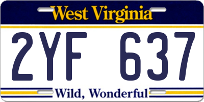 WV license plate 2YF637