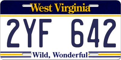 WV license plate 2YF642