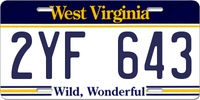 WV license plate 2YF643
