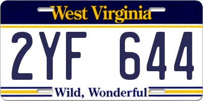 WV license plate 2YF644