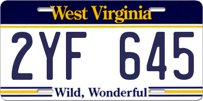 WV license plate 2YF645