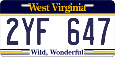 WV license plate 2YF647