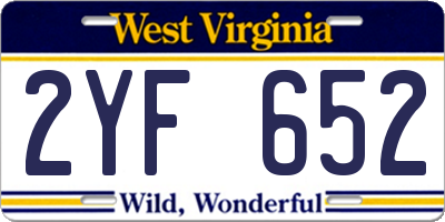 WV license plate 2YF652