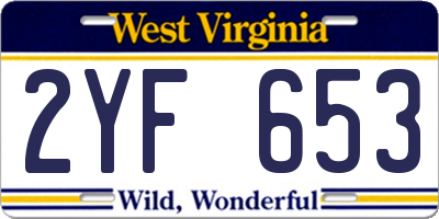 WV license plate 2YF653