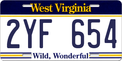 WV license plate 2YF654