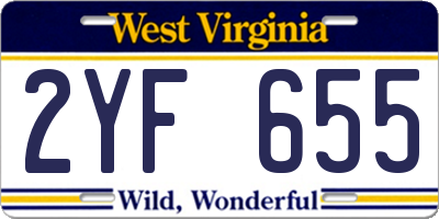 WV license plate 2YF655