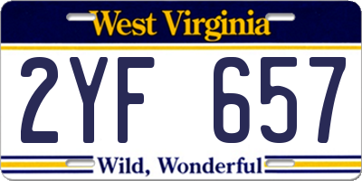 WV license plate 2YF657