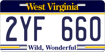 WV license plate 2YF660