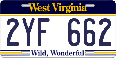 WV license plate 2YF662
