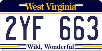 WV license plate 2YF663