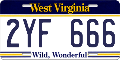 WV license plate 2YF666