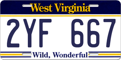 WV license plate 2YF667