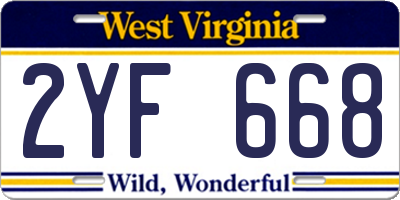 WV license plate 2YF668