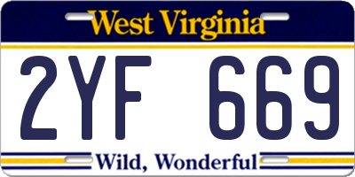 WV license plate 2YF669