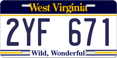 WV license plate 2YF671