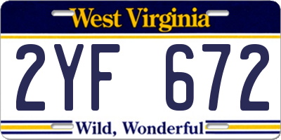 WV license plate 2YF672