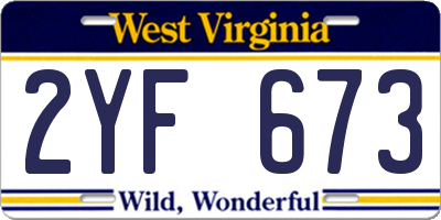 WV license plate 2YF673