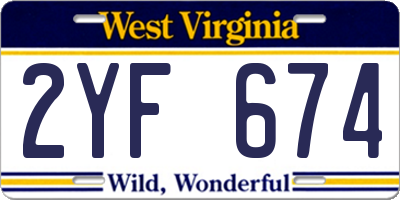 WV license plate 2YF674