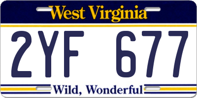 WV license plate 2YF677