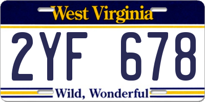 WV license plate 2YF678