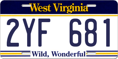 WV license plate 2YF681