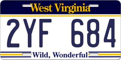 WV license plate 2YF684