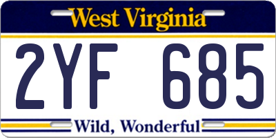 WV license plate 2YF685