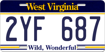 WV license plate 2YF687