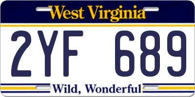 WV license plate 2YF689