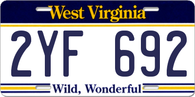 WV license plate 2YF692