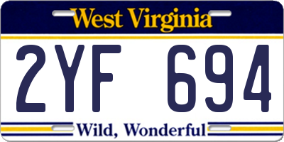 WV license plate 2YF694