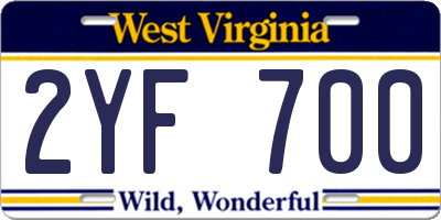 WV license plate 2YF700