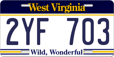 WV license plate 2YF703