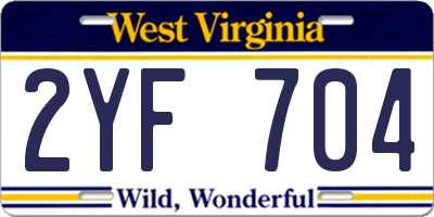 WV license plate 2YF704