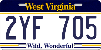 WV license plate 2YF705
