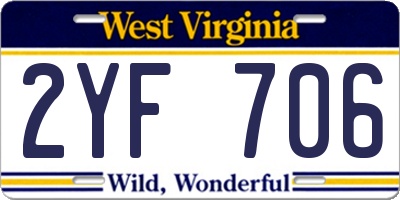 WV license plate 2YF706