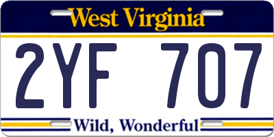 WV license plate 2YF707