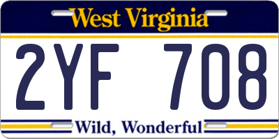 WV license plate 2YF708