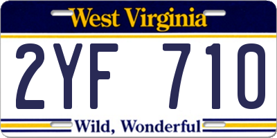 WV license plate 2YF710