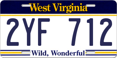 WV license plate 2YF712