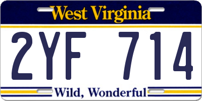 WV license plate 2YF714