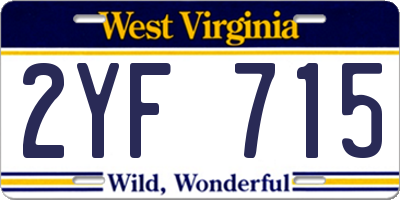 WV license plate 2YF715