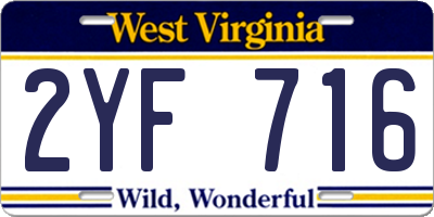 WV license plate 2YF716