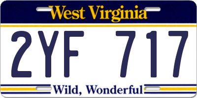 WV license plate 2YF717