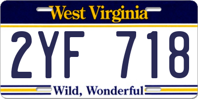 WV license plate 2YF718