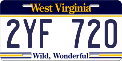 WV license plate 2YF720
