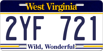 WV license plate 2YF721